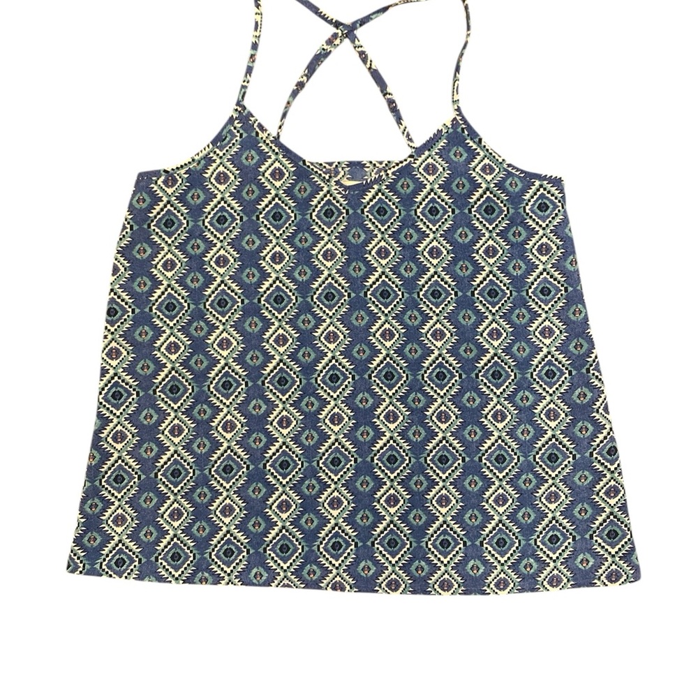 Hollister‎ Blue and Cream Geometric Camisole Top